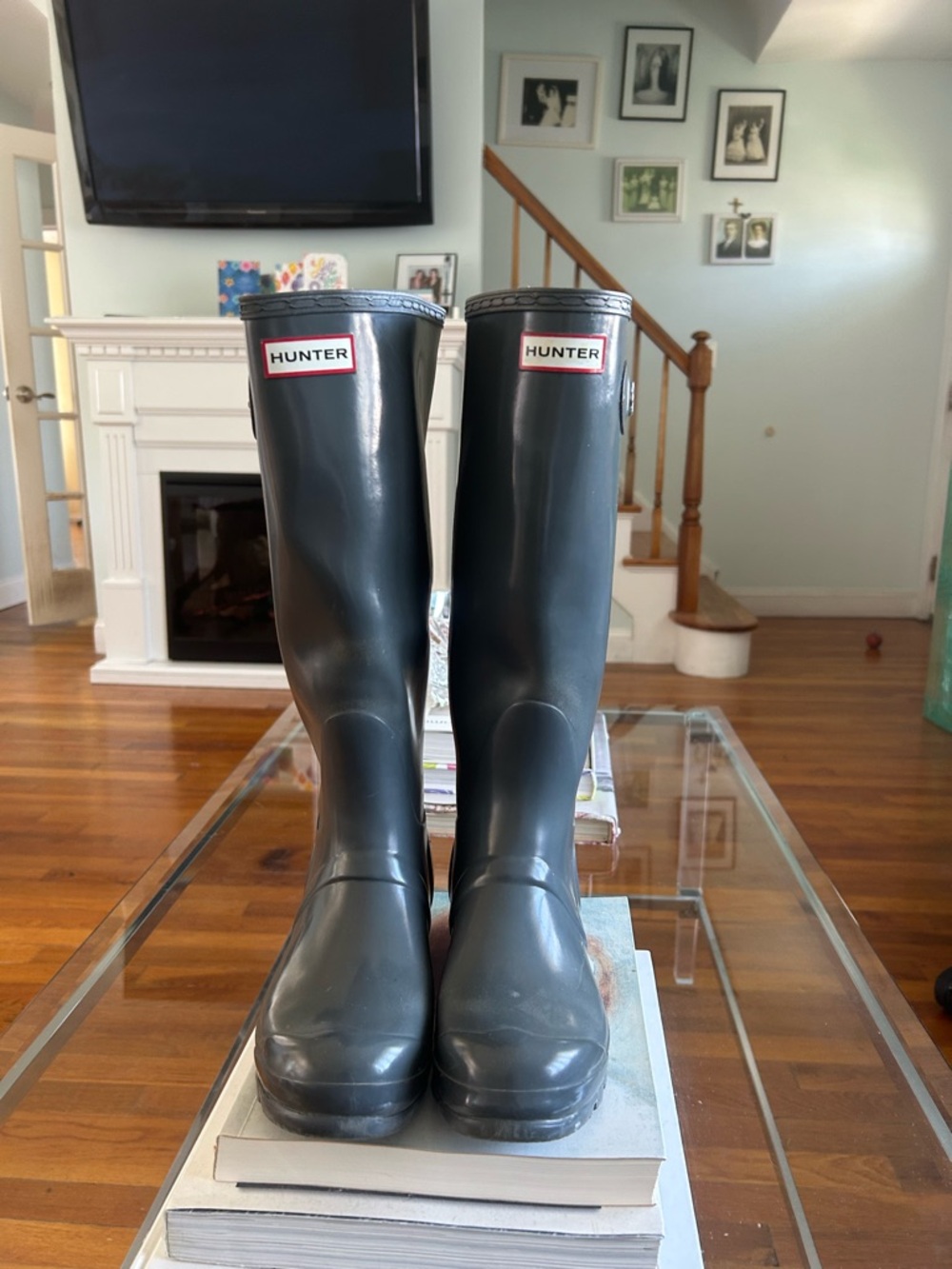 Hunter Glossy Charcoal Tall Rain Boots